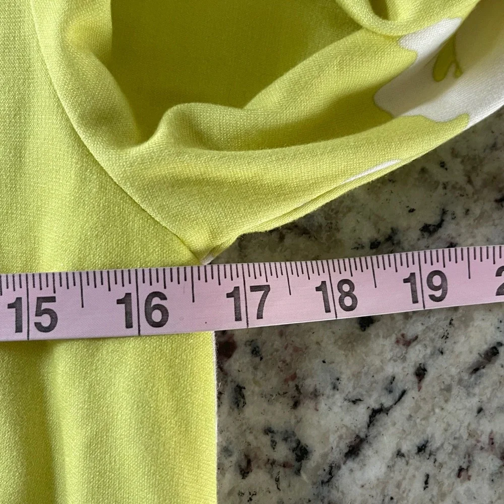 Marc Cain Floral Shift Dress Women N3 US 6/8 Lime Green Long Sleeve Italian Knit